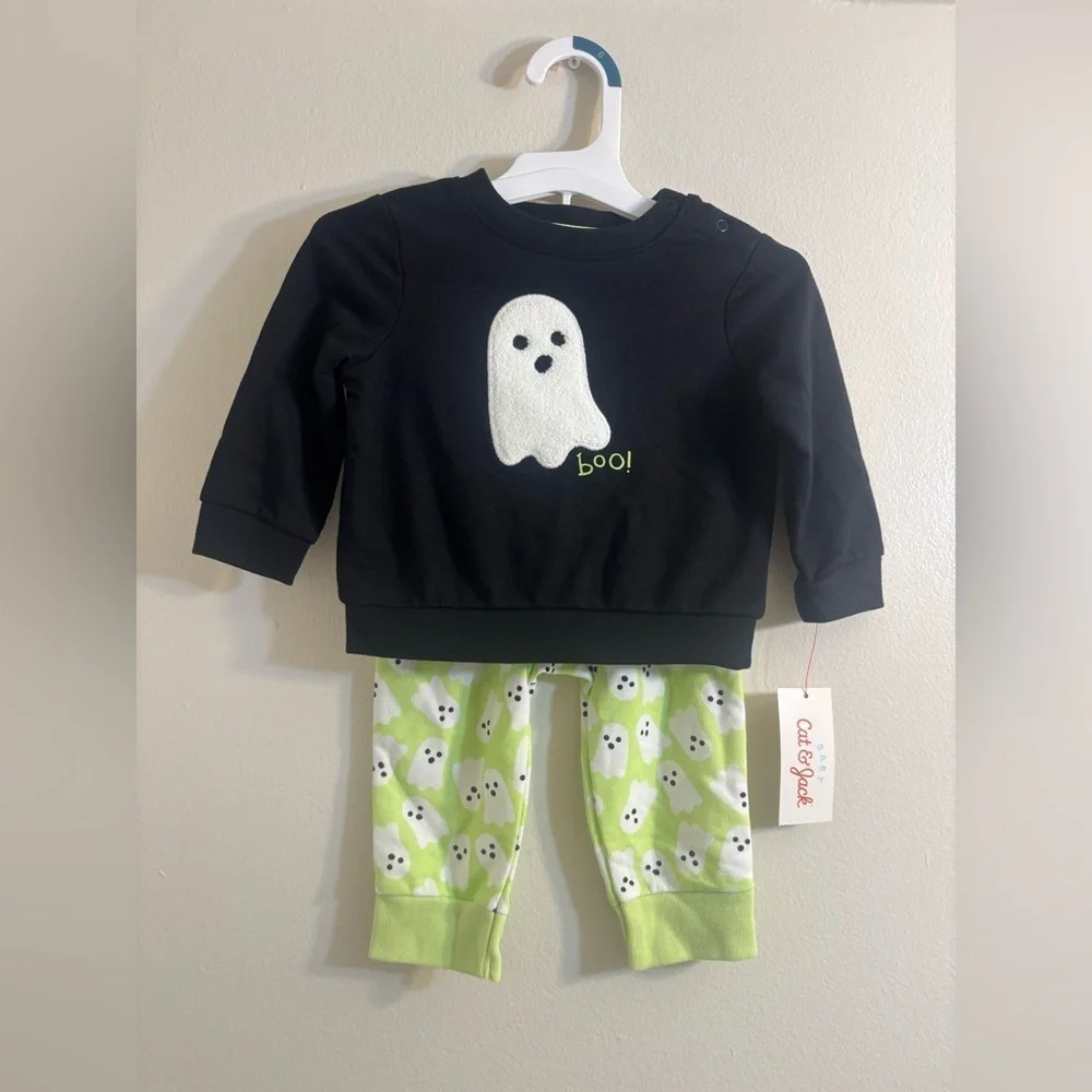 Baby Cat & Jack Ghost Graphic Matching Set Sweatshirt and Pants Size 6-9M